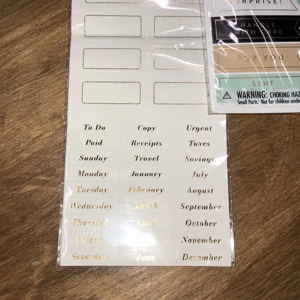 Office stationery set -stickers, labels, ribbon
